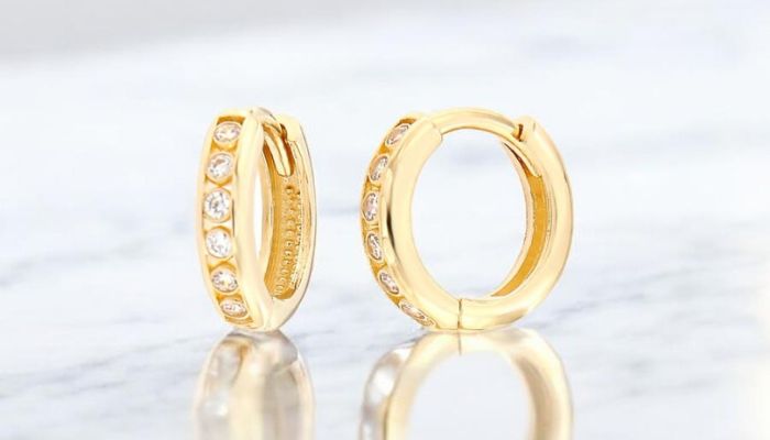Златни детски обеци халки 14K от бяло, жълто и розово злато, ASTO Gold
