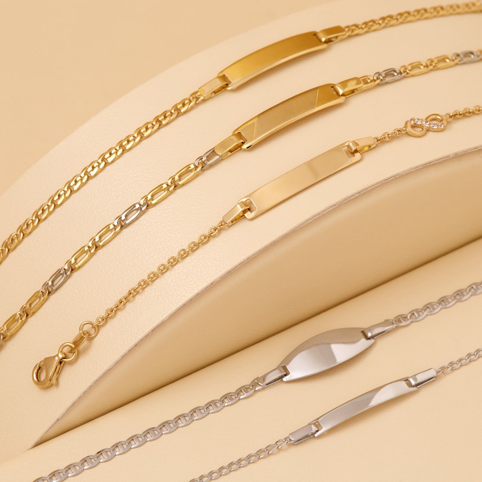 Детски златни гривни 14K &ndash; бяло, жълто и розово злато, ASTO Gold